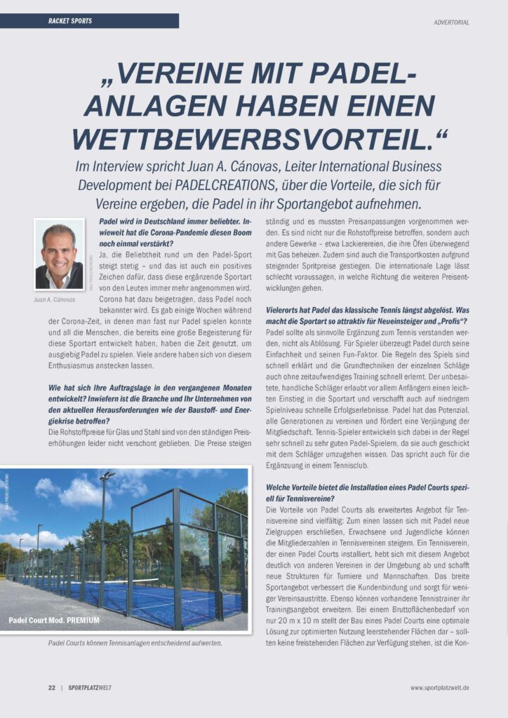 Vereine mit Padel-Anlagen haben einen Wettbewerbsvorteil